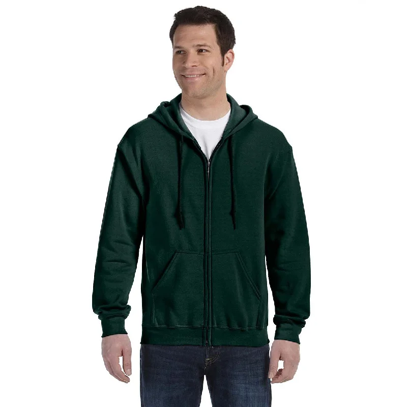 Gildan Unisex Forest Green Heavy Blend 50/50 Full Zip Hoodie Hoodie with Cropped Fit Short Trendy