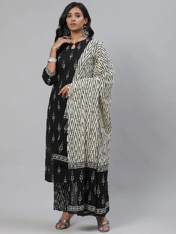 Women's Cotton Printed Kurta Pant Dupatta Set - Ahika Modern Skinny Pants