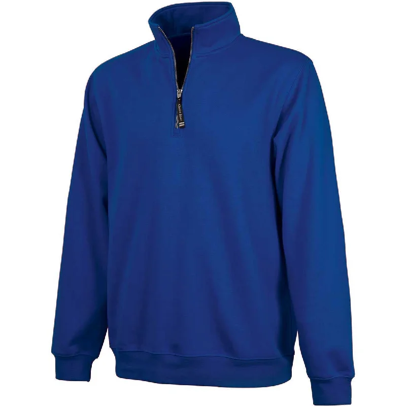 Charles River Unisex Royal Crosswind Quarter Zip Sweatshirt Hoodie with Raw Hem Edgy Unfinished