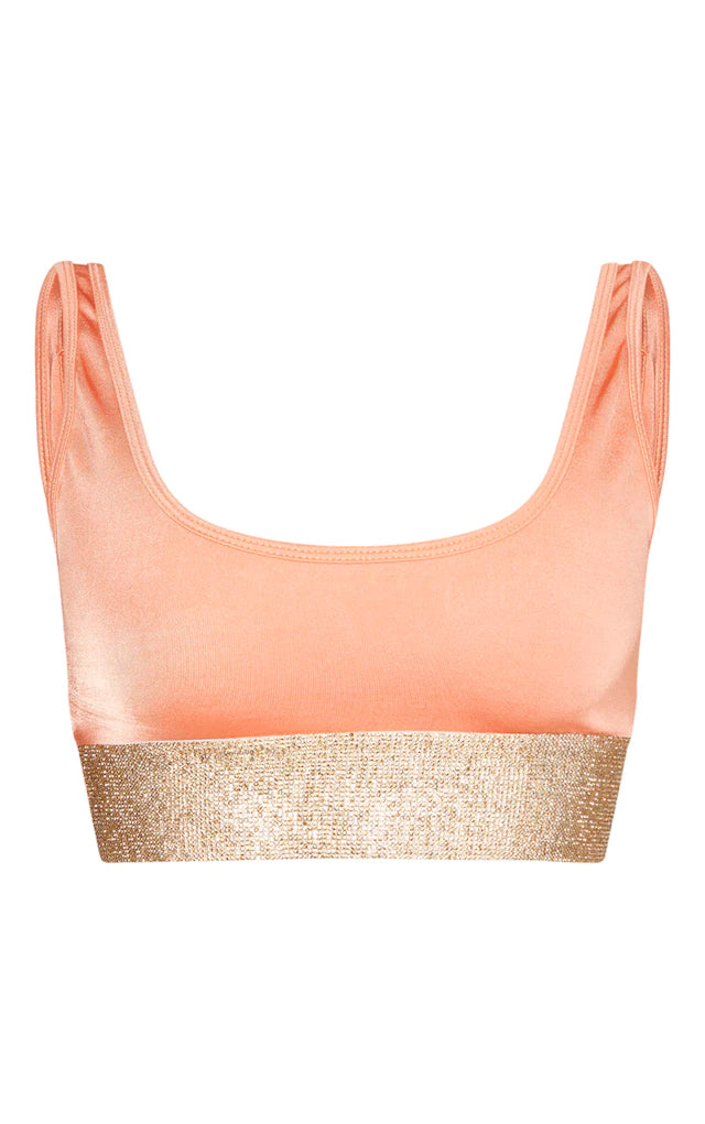 Peach Diamante High Leg Bikini Top Retro bikini, Vintage style, Comfortable, Sexy