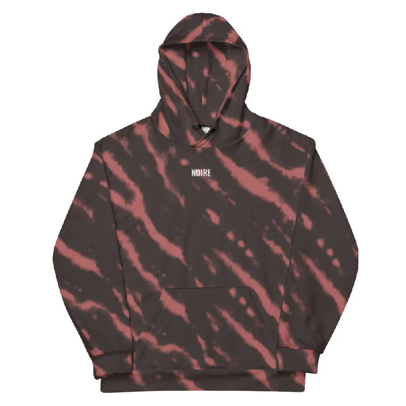 Tie Dye Hoodie- Red Hoodie with Double Zipper Versatile Adjustable