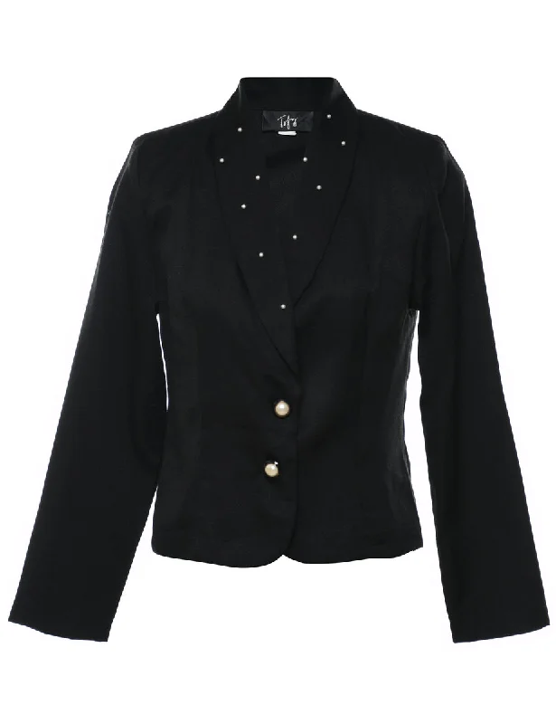 Black Jacket - S Embroidered Jacket Appliqued Jacket Beaded Jacket
