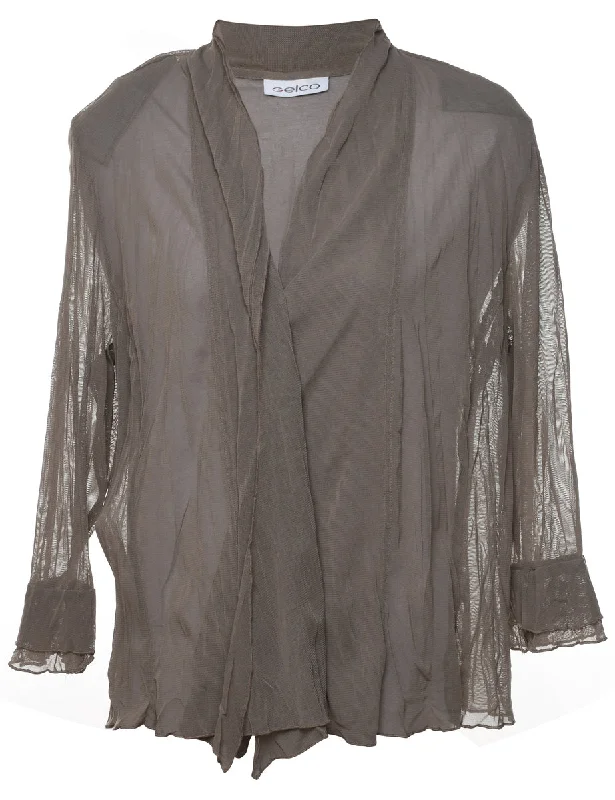 Grey Classic Sheer Long Sleeve Jacket - M Zippered Front Buttoned Front Snap Front