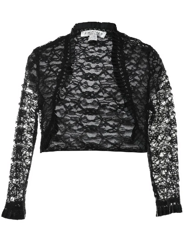 Black Lace Cropped Jacket - M Plaid Jacket Tartan Jacket Houndstooth Jacket