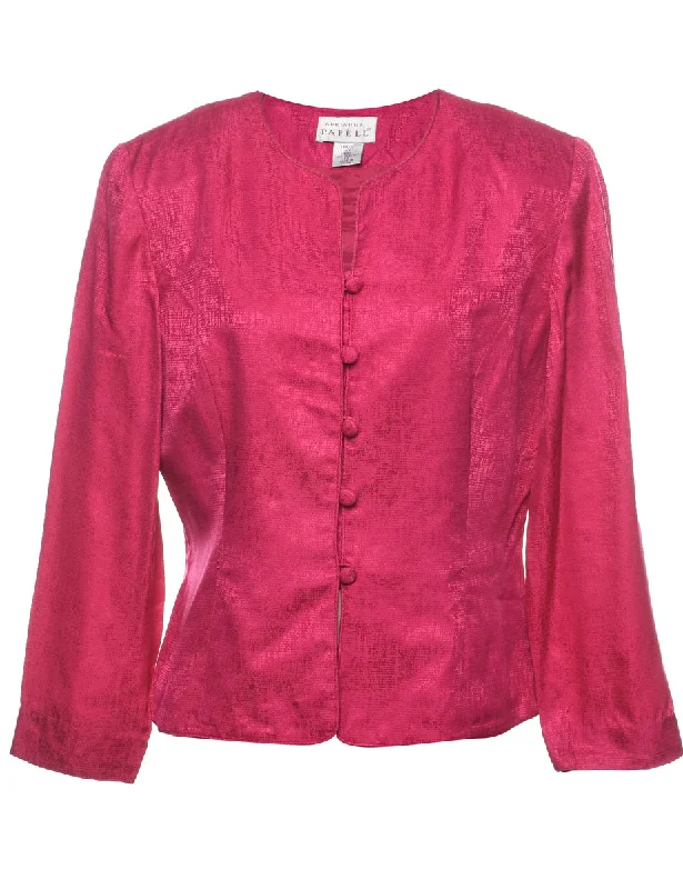 Pink 1980s Evening Jacket - L Fleece Fabric Down Fabric Feather Fabric