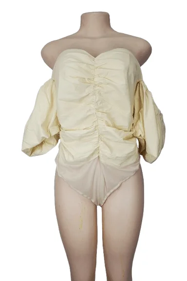 Fashion Nova women's ivory bodysuit size 1X Fashionable Plunge Bodysuit