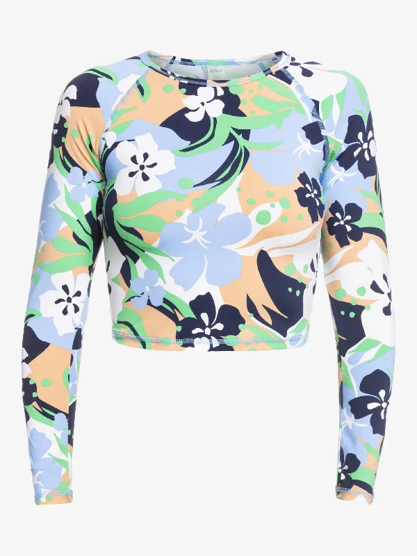 Womens Crop Top Long Sleeve Lycra Surf Tee Zippered Front Buttoned Front Snap Front