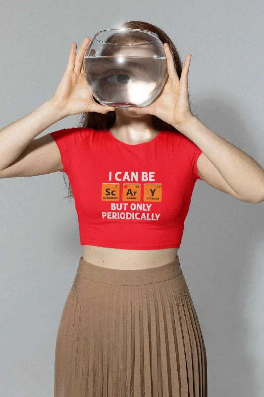 Women Red Crop Top Scary Collared Crop Top Boat Neck A-Line