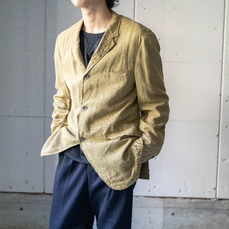 1970-80s USA mustard color tailored jacket Faux Fur Jacket Real Fur Jacket Shearling Jacket