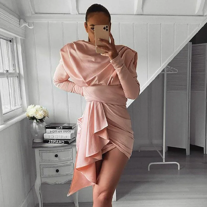 Pleated sexy irregular skirt low waist skirt