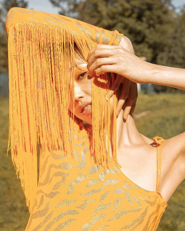Asymmetrical Bodysuit Fringes "WAVER" Lettau Art Fashion Chic Bodysuit with Ruffles