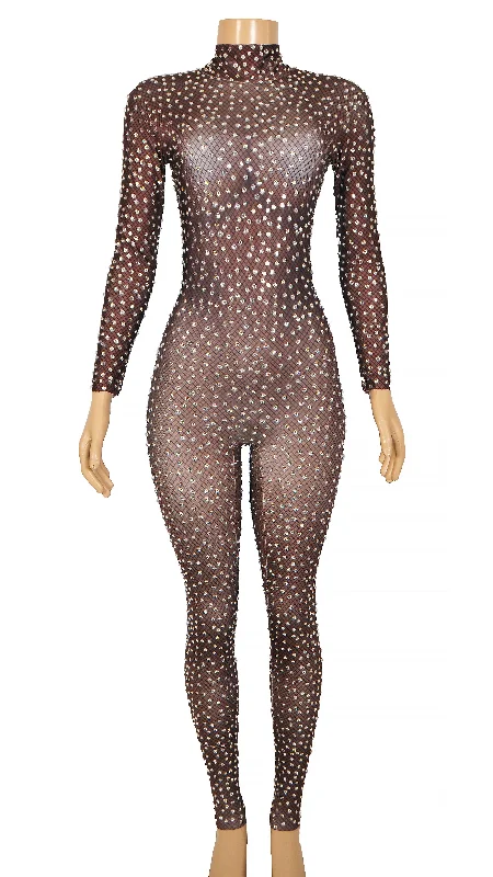 "Razzel" rhinestone performance bodysuit Stylish Bodysuit with Cross Front