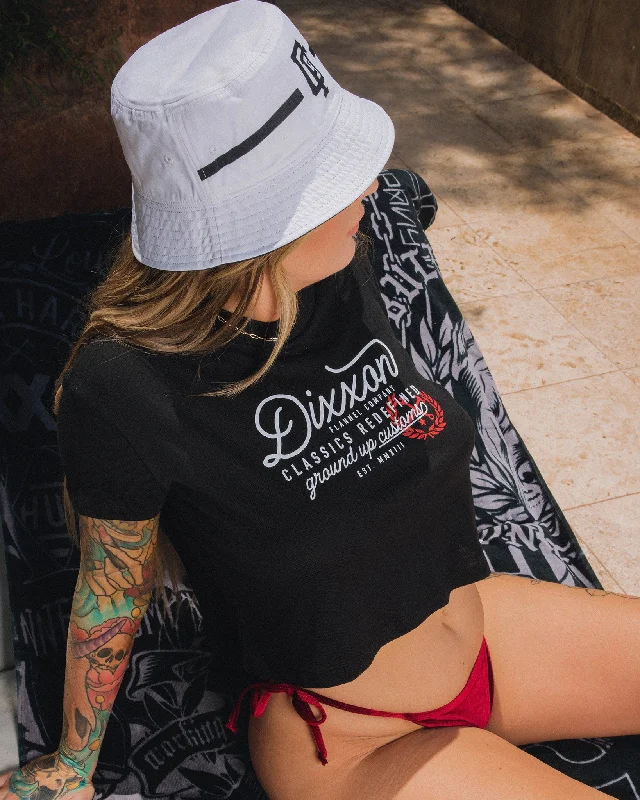 Women's Ground Up Customs Crop Top - Black Fashionable Trendy Casual