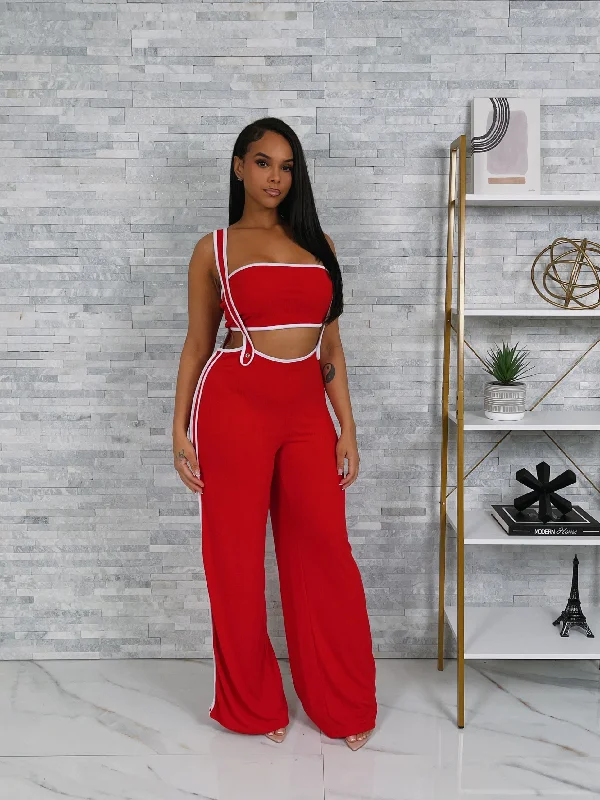 J017SETH - TUBE CROP TOP & JUMPSUIT SET Solid Color Striped Floral