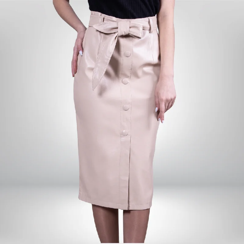 High Waist Leather Midi Skirt - Janet corduroy skirt comfortable