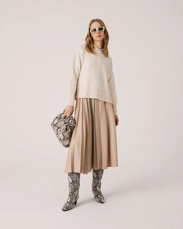 SFIZIO - PLEATED MIX MEDIA SKIRT lace skirt intricate