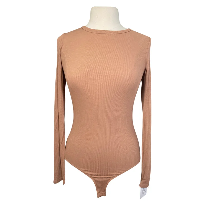 Euphoric Equestrian 'Splendor' Bodysuit in Flaxen - Women's XS Trendy High-Neck Bodysuit