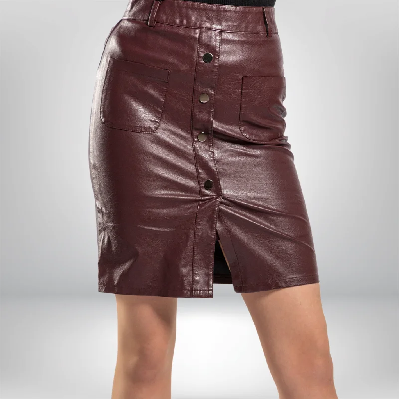 High Waist Leather Midi Skirt - Francis leather skirt durable