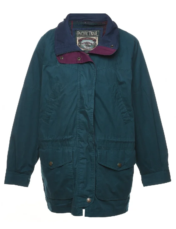 Dark Green & Blue Nylon Jacket - M Herringbone Jacket Houndstooth Jacket Plaid Jacket