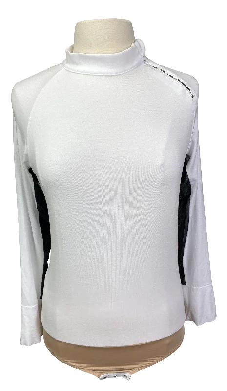 Free x Rein The Moto Equestrian Bodysuit in White/Black - Women's Large in White/Black - Women's Large Elegant Back Zip Bodysuit