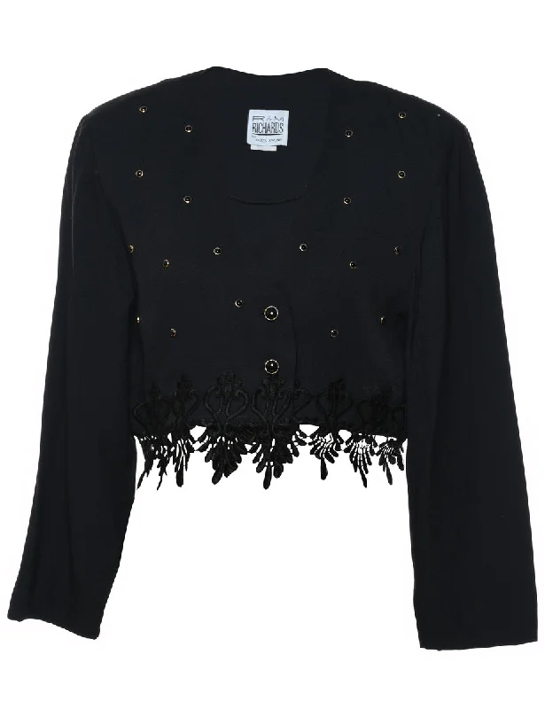 Black Jacket - M Satin Jacket Silk Jacket Chiffon Jacket