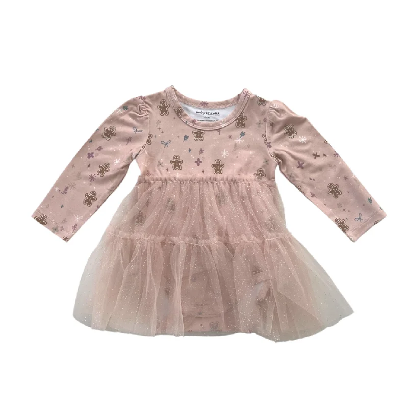 Babysprouts Tulle Bodysuit Dress / Gingerbread Elegant Bodysuit with Lace Trim