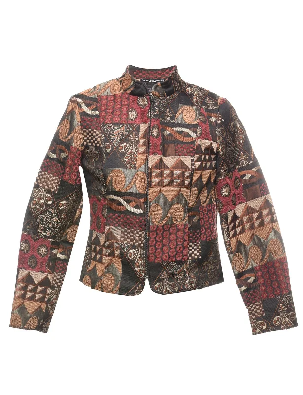 Multi-Colour Patchwork Tapestry Jacket - S Oversized Jacket Tailored Jacket Straight Jacket