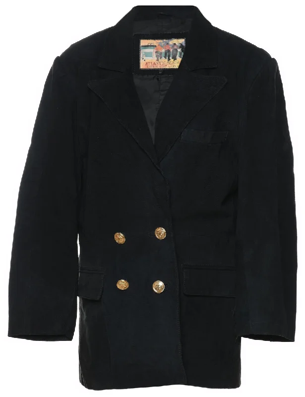 Double Breasted Classic Suede Jacket - M Collared Jacket Crew Neck Jacket Turtle Neck Jacket