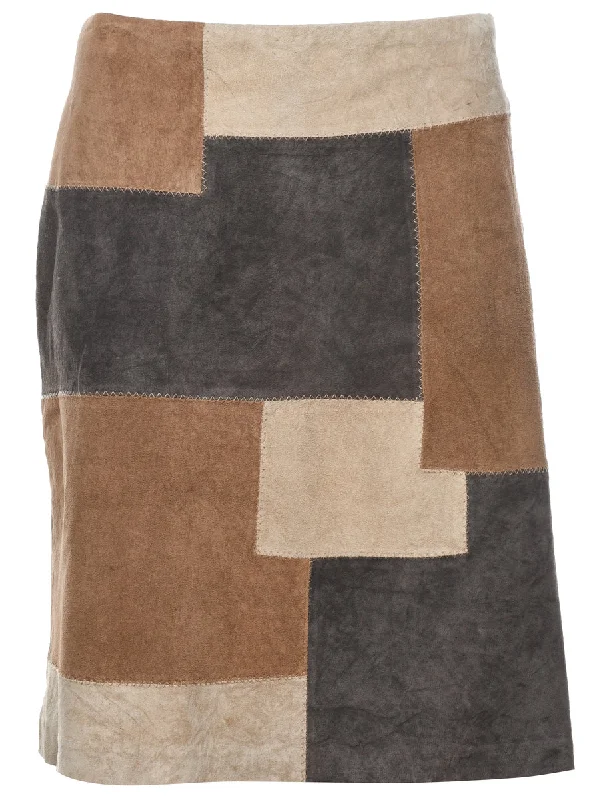 A-Line Suede Skirt - L chiffon skirt delicate