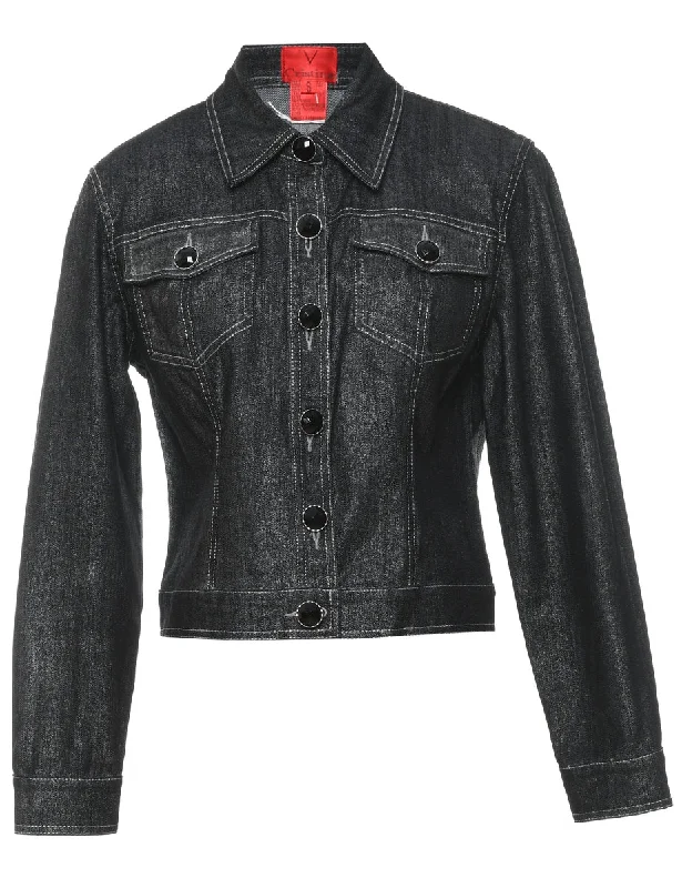 Black 1990s Denim Jacket - S Striped Jacket Polka Dot Jacket Floral Jacket