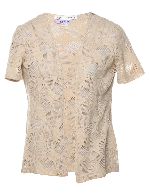 Beige Lace Design Jacket - S Knit Fabric Woven Fabric Fleece Fabric