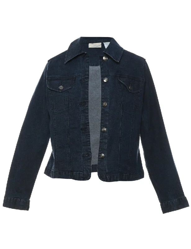 Dark Wash 1990s Denim Jacket - M Front Pockets Side Pockets Patch Pockets