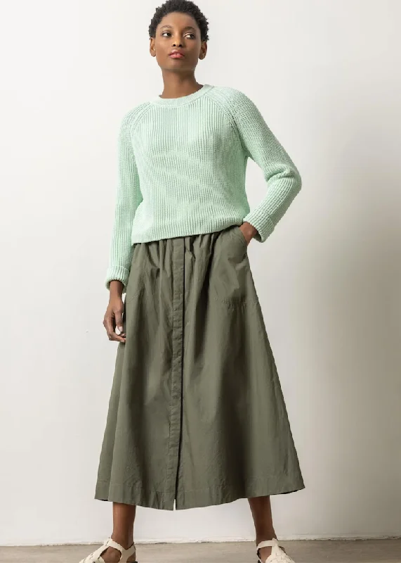 Lilla P | Poplin Button Front Skirt elastic waist skirt