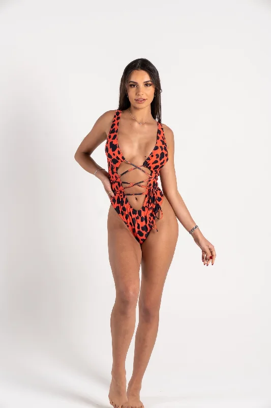 Candy Leo Bodysuit Stylish Bodysuit with Faux Fur