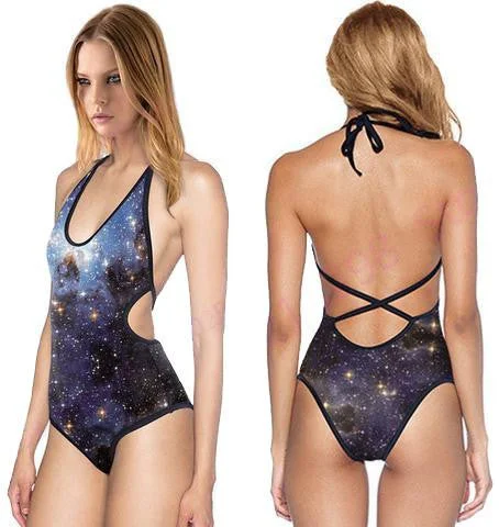 Low Strap Psychedelic Bodysuits Elegant Back Zip Bodysuit
