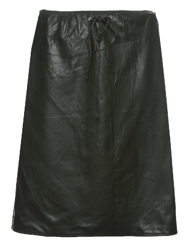 A-Line Leather Skirt - M denim skirt trendy