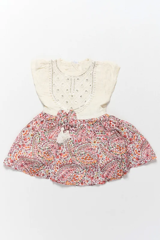 Western Frock for Girls with Floral Printed Skirt and Beaded Bodice tulle skirt dreamy