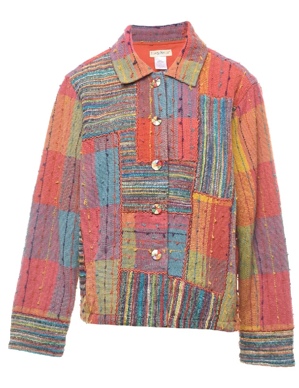 Patchwork Multi-Colour Tapestry Jacket - L Cotton Jacket Linen Jacket Terry Jacket