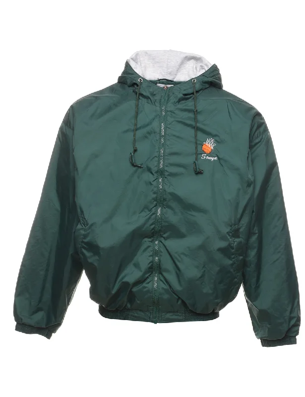 Oakvale Owls Embroidered Dark Green Nylon Jacket - L Rayon Jacket Velvet Jacket Corduroy Jacket