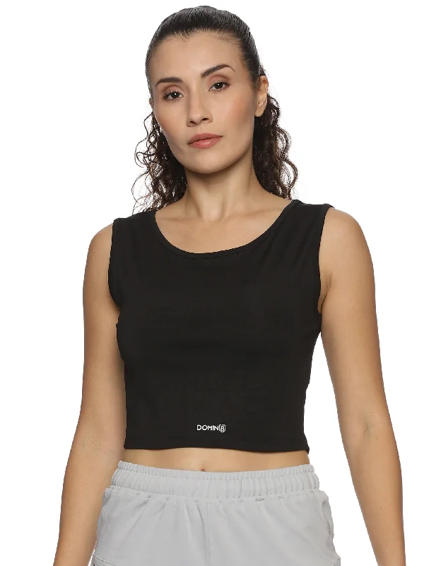 Women's Leopard Printed Black Crop Top Knit Fabric Woven Fabric Fleece Fabric