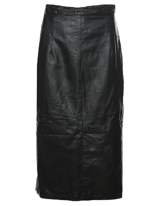 Black Leather Skirt - S denim skirt stylish