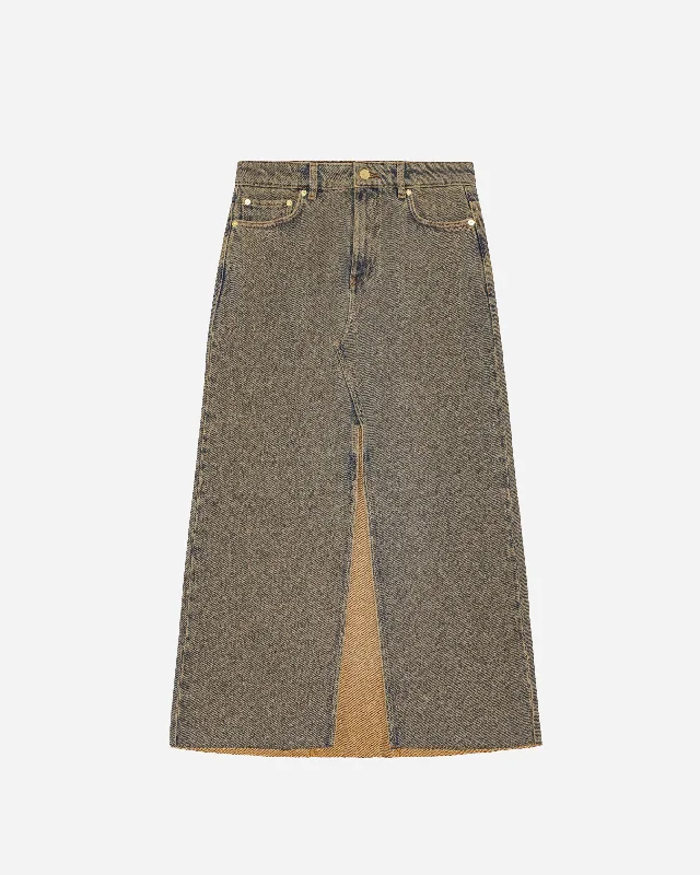 Overdyed Heavy Denim Maxi Skirt breathable skirt fabric