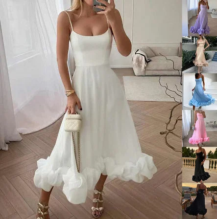 Fashion Suspenders Large Swing Three-dimensional Flower A- Line Skirt zip skirt side