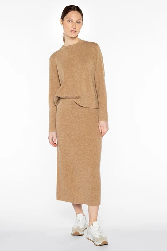 KINROSS CASHMERE - RIB KNIT CASHMERE SKIRT corduroy skirt durable