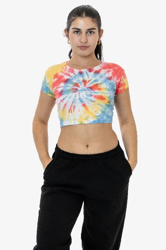 43035TD - Tie Dye Cap Sleeve Baby Rib Crop Top Anti-Shrink Durable Soft