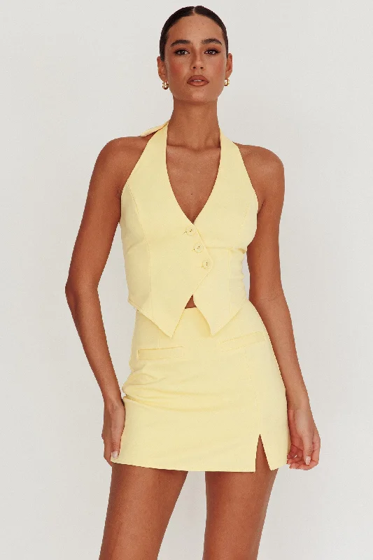 Tasman Mini Skirt - Lemon cashmere skirt fine