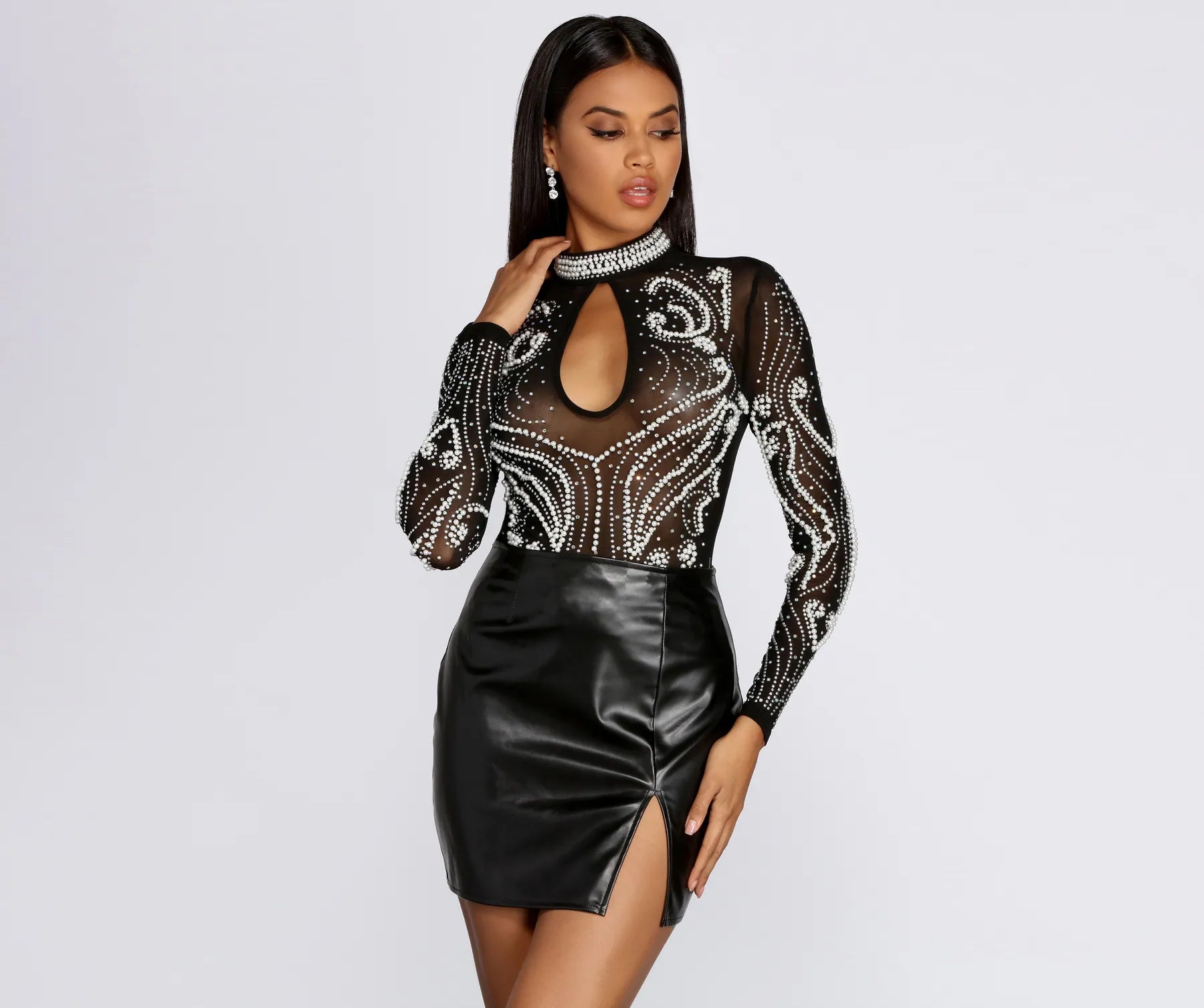 Pearls On Pearls Sheer Bodysuit Cozy Stretch Bodysuit