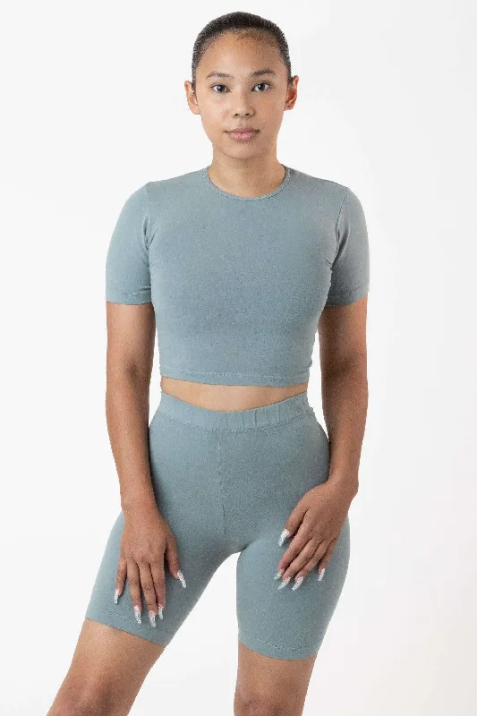 83078GD - Garment Dye Short Sleeve Crop Top Crop Top Seamless Stretchy