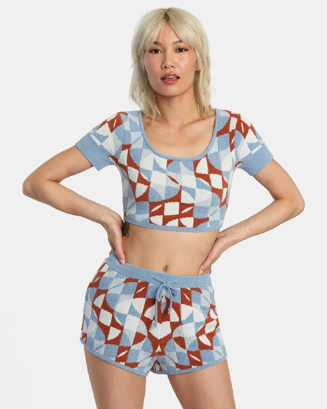 Geode Knitted Crop Top - Sandlewood Sequined Glittery Shiny