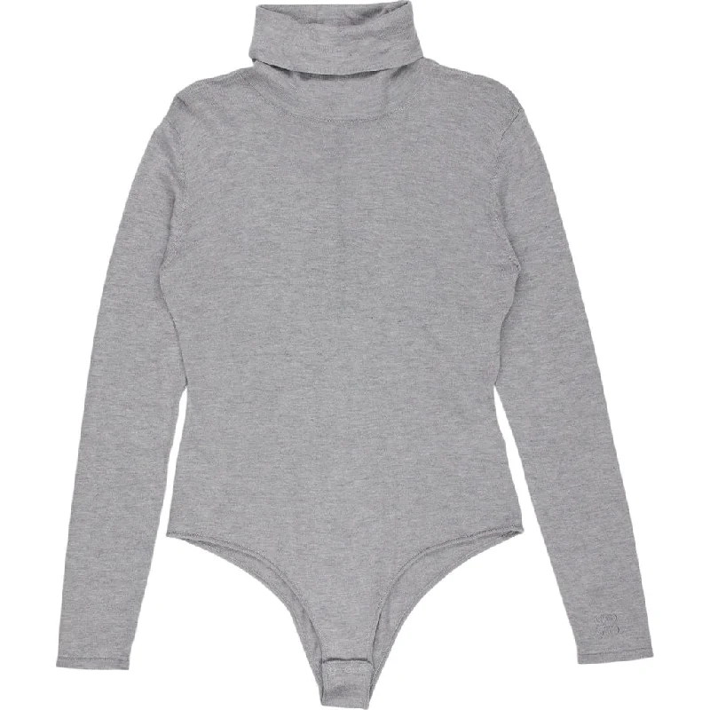 Novo Grey Roll Neck Long Sleeve Bodysuit Comfortable Lace Bodysuit